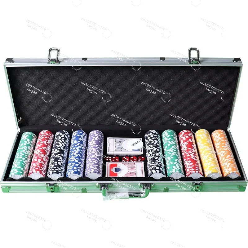Outdoor Entertainment Wholesales Cheap Blank Casino Playing Card for Sales of 500 Pcs ABS Piece Poker Chips Set with Aluminum Bo