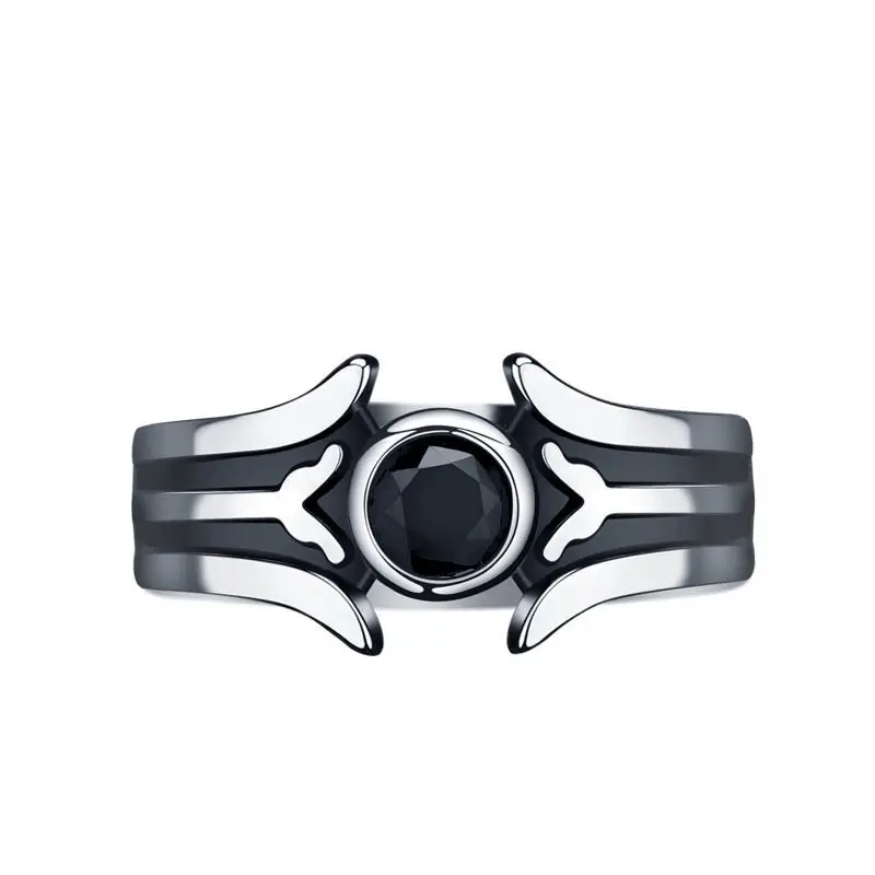 Anime Sword Art Online Kirigaya Kazuto Black Enamel Rings for Men Women Trendy Silver Color Adjustable Ring SAO Fans Cos Jewelry