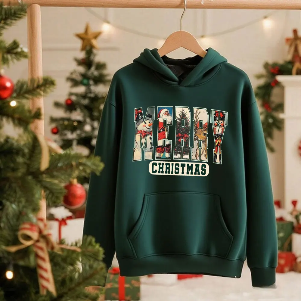 クリスマスパーカー ヴィンテージ クリスマスプルオーバー サンタクロース柄トラックスーツ ヒップスター 長袖 レディース ドロップショルダー トラックパンツ