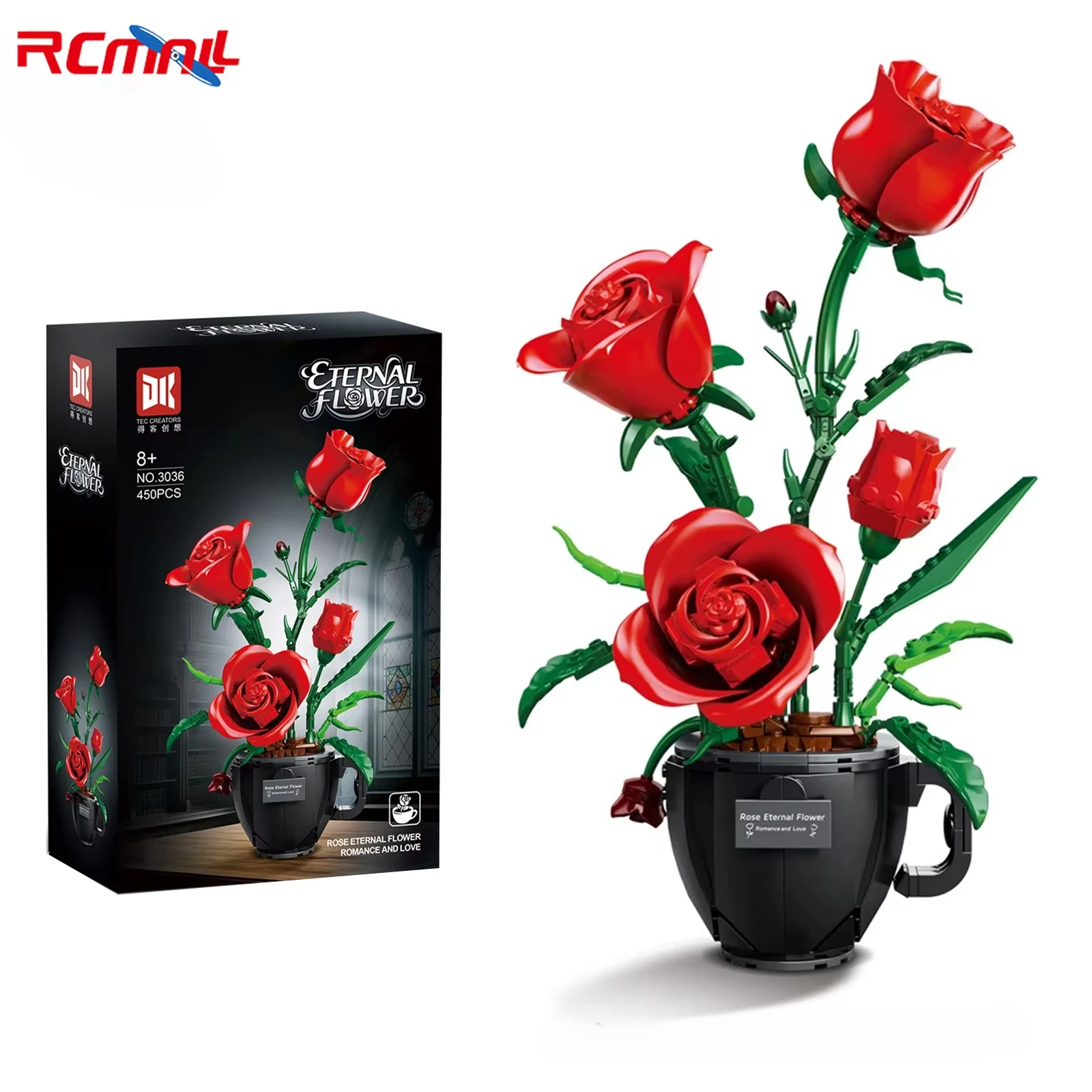 

Flowers Model Coffee Cup Rose Small Particle Assembly Building Blocks Creative Potted Plant Bouquet Ornaments Decoration Gift