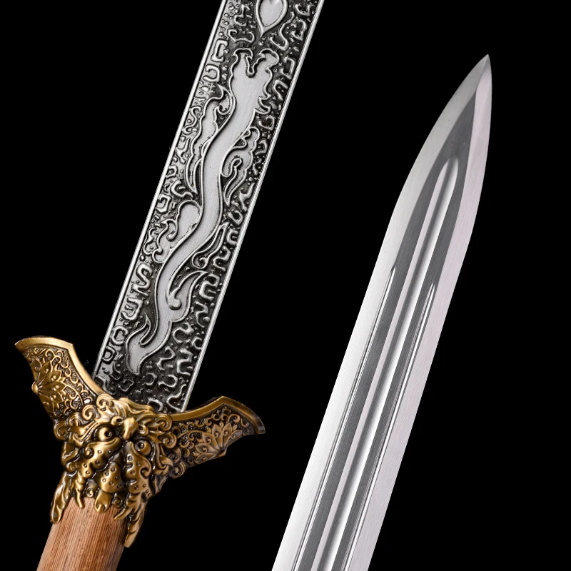 وظيفية الصينية العامة جيان السيف 1060 شفرة فولاذية حقيقي اليدوية كامل تانغ حاد جاهز للتدريب سلاح التنين كاتاناس