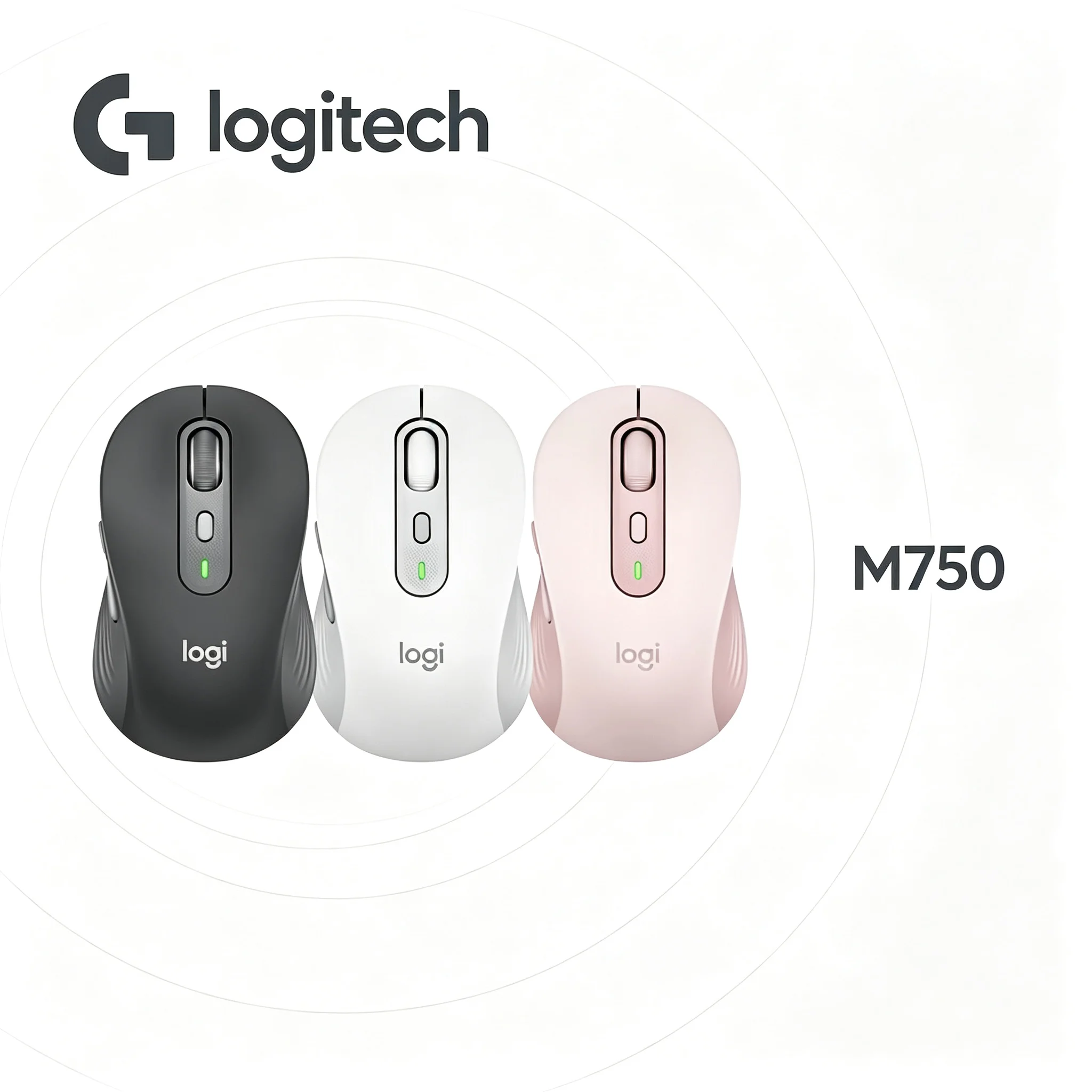 Practical Business Logitech M750 Bluetooth Mouse,Curved Ergonomic Shape,6 Custom Buttons,4000 DPI Max Sensitivity For Desktop La