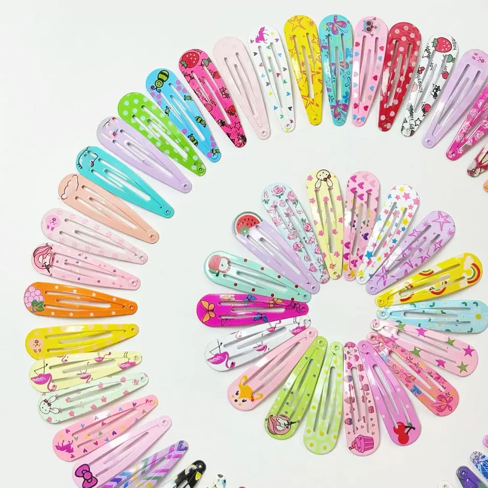5cm Printed Cute Cartoon Water Drop Bb Clip Fashionable Broken Hair Clip Metal Hair Clip Girl Hair Clip Hair Volume