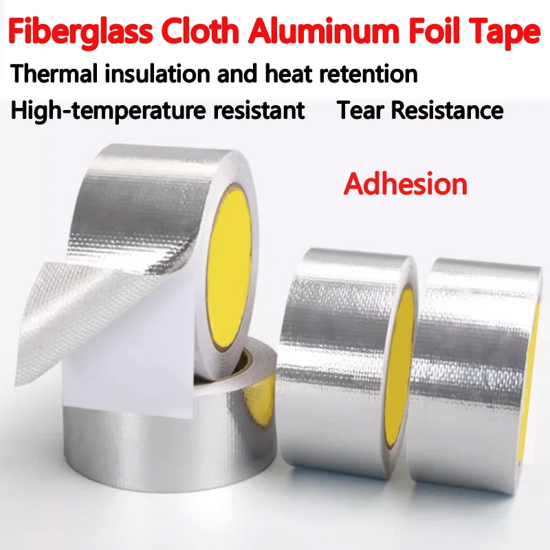 

Fiberglass Cloth Aluminum Foil Tape for Heating Pipes, Solar Tubes, and Range Hood Ducts – Leak Repair, Sealing, Waterproof, an