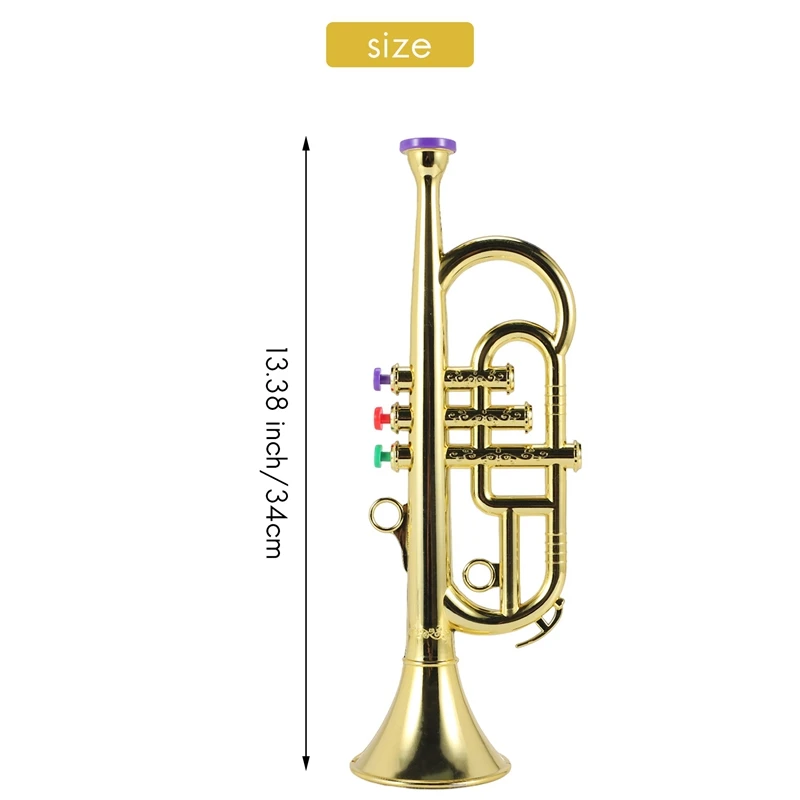 Trumpet 3 Tones 3 Colored Keys Simulation Play Mini Musical Wind Instruments For Children Birthday Party Toy