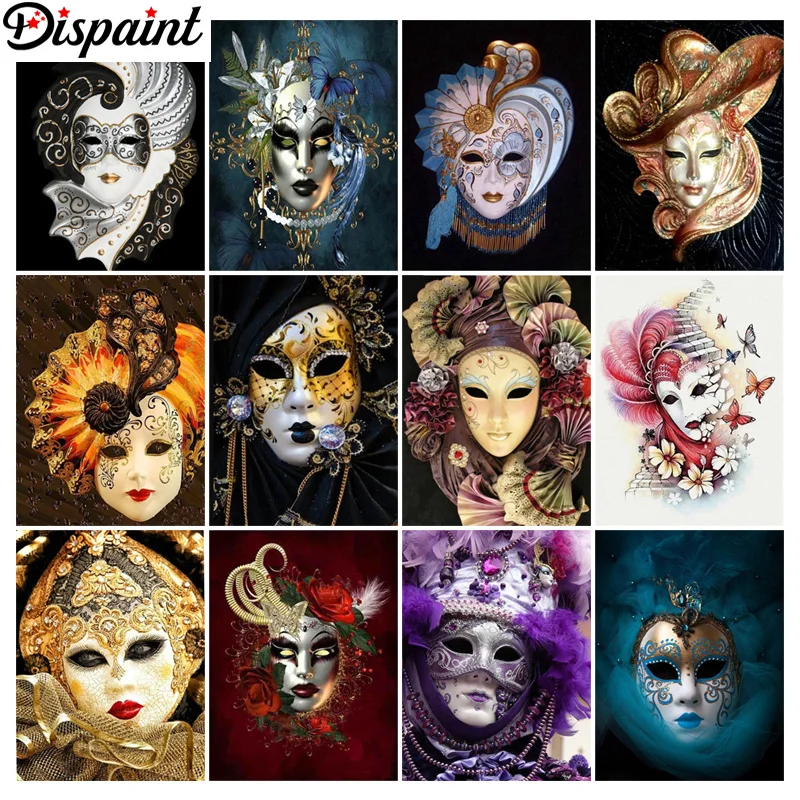 

Dispaint Алмазная картина "Портретная маска" Полная квадратная/круглая дрель Настенный декор Инкрустация смолой Вышивка Ремесло Вышивка крестиком