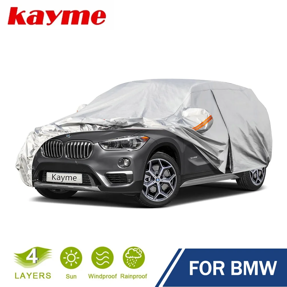 Kayme 4 Layers Waterproof Car Cover Custom Fit For BMW 3 5 6 7 Series X1 X5 X6 Waterproof Outdoor Full Cover Rain Sun UV Protect