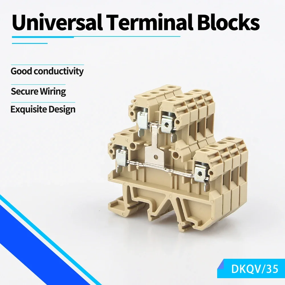 10Pcs DK-4QV/35 Din Rail Wire Conductor Connector Two-Level Screw Clamp Terminal Blocks Inflaming Type DK4QV/35