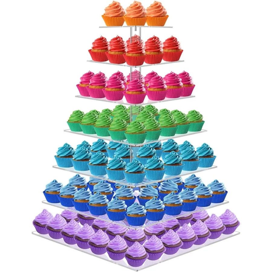 

Cupcake Stand, 7 Tier Square Cupcake Stand for 160 Cupcakes, Acrylic Cupcake Tower Stand, Large Cupcake Display Stands, Tiered C