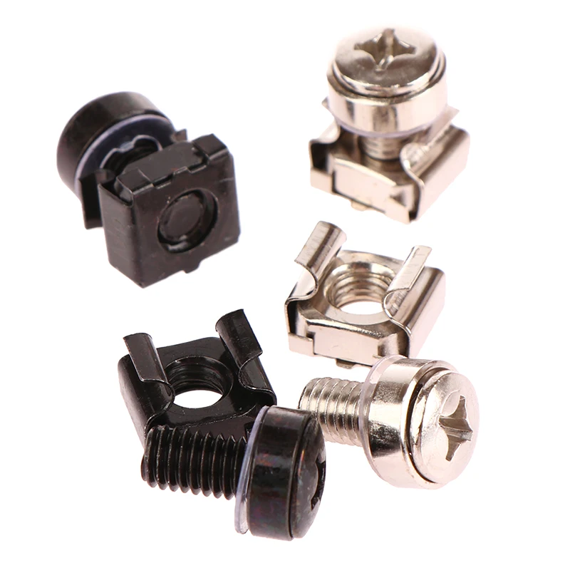 Aço inoxidável Rack Mount Cage, Nuts Screw Washer, Montagem em Rack, Gabinete do Servidor, Montagem em Rack, Prateleiras Servidor, Roteador, M6X16 mm, 10Pcs