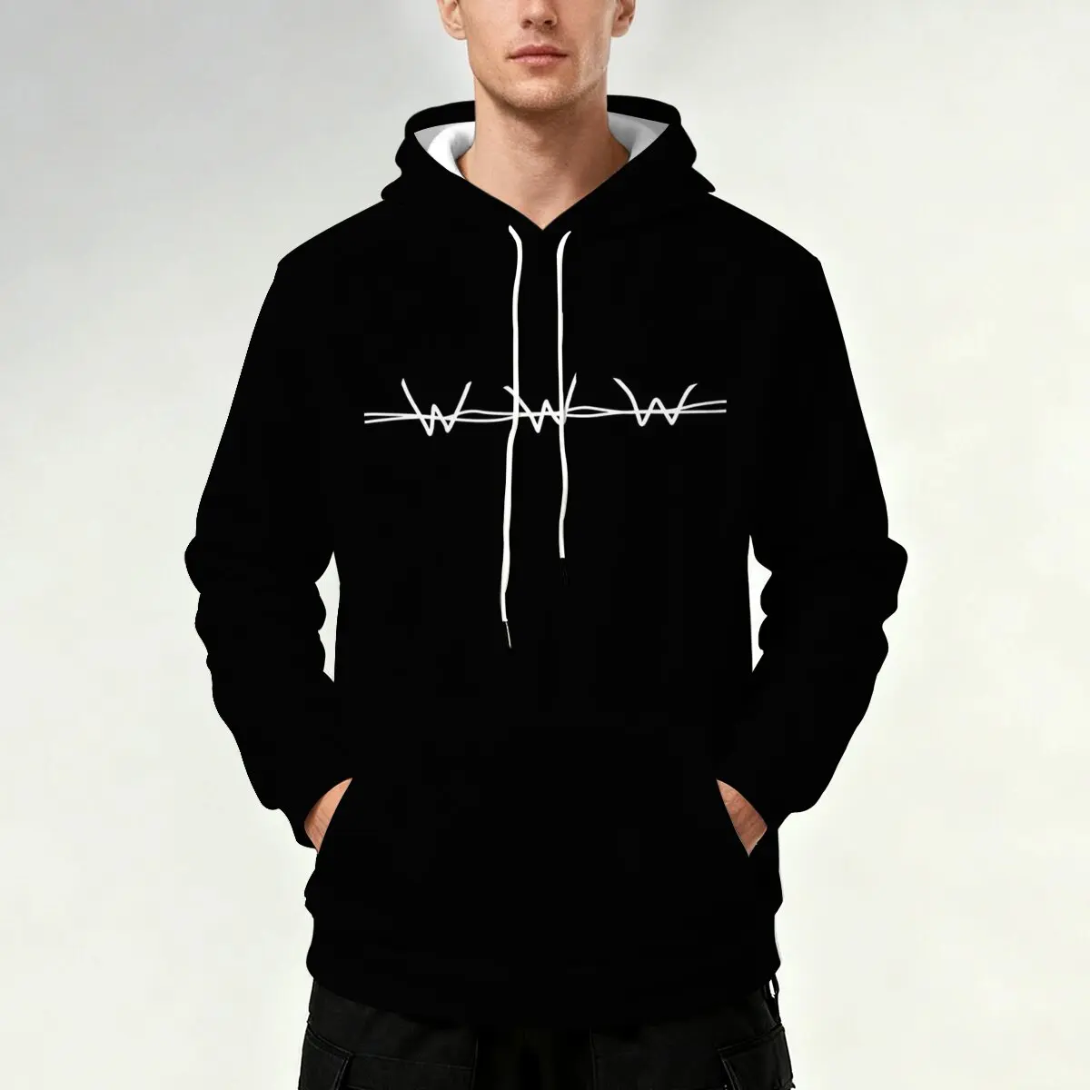 

Мужской свитер с капюшоном и простым буквенным принтом, модный новый стиль для осени и зимы, повседневная одежда, легко сочетающийся топ.