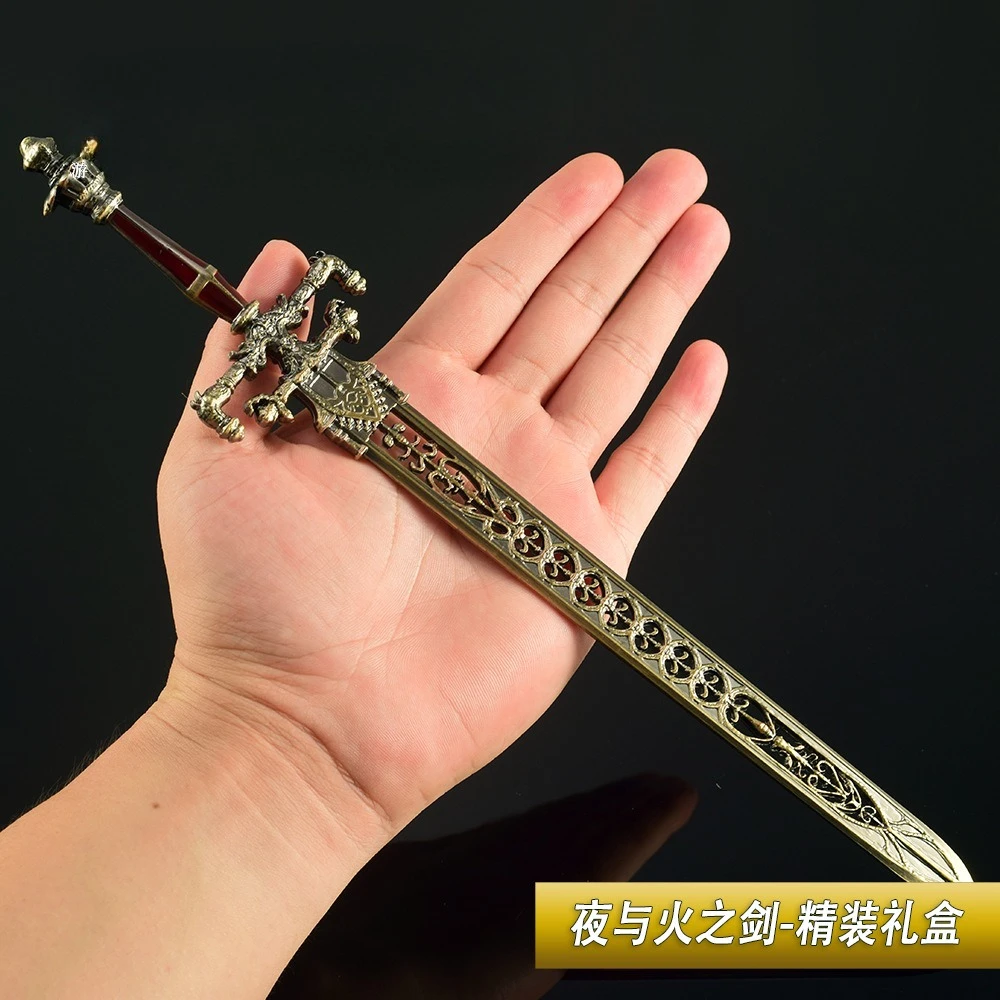 Edição de luxo 30cm espada da noite e anel de chama jogo periférico caixa eldened brinquedo samurai artesanato acessórios ornamento coleções