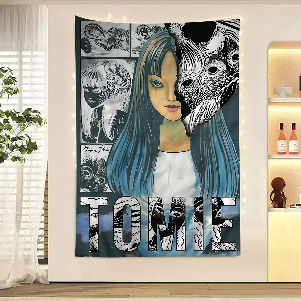 Horror Anime Tomie Junji Ito Hippie Wall Hanging Tapestries Bohemian Wall Tapestries Mandala INS Home Decor