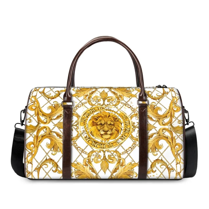 

Noisydesigns 3D Luxury Floral Gold Pattern Men Women's Travel Bag Fashion Hangbag With Zipper Unisex Couple Bolsas Wholesale