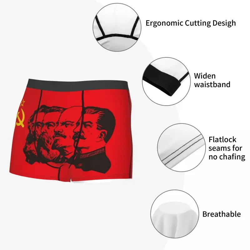 Custom Communist Marx Lenin And Stalin Underwear Male CCCP USSR Communism Boxer Briefs Shorts Panties Soft Underpants