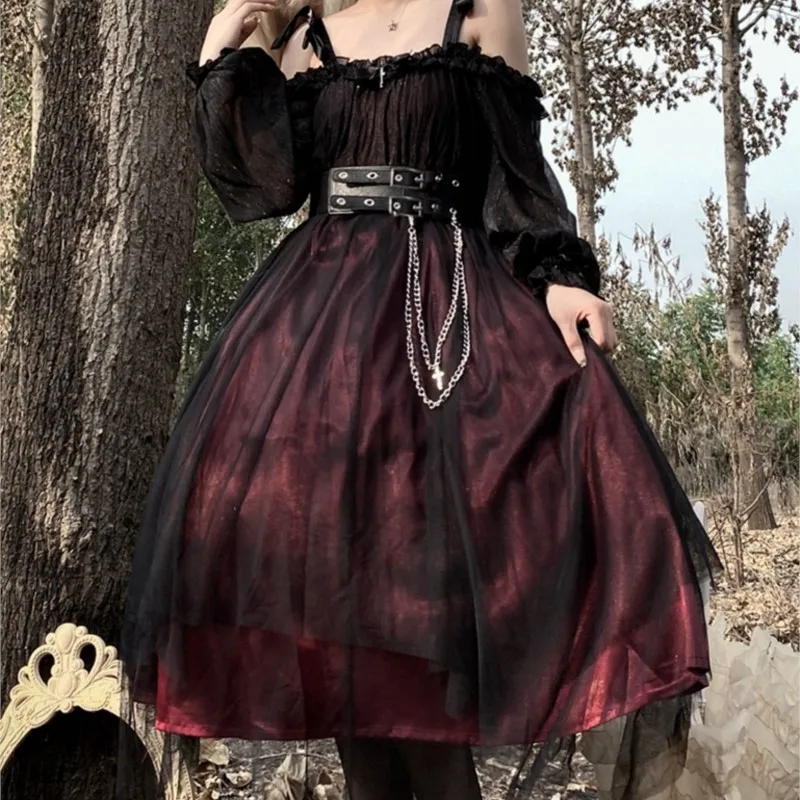 Dark Gothic Style Lolita Dress Retro Summer