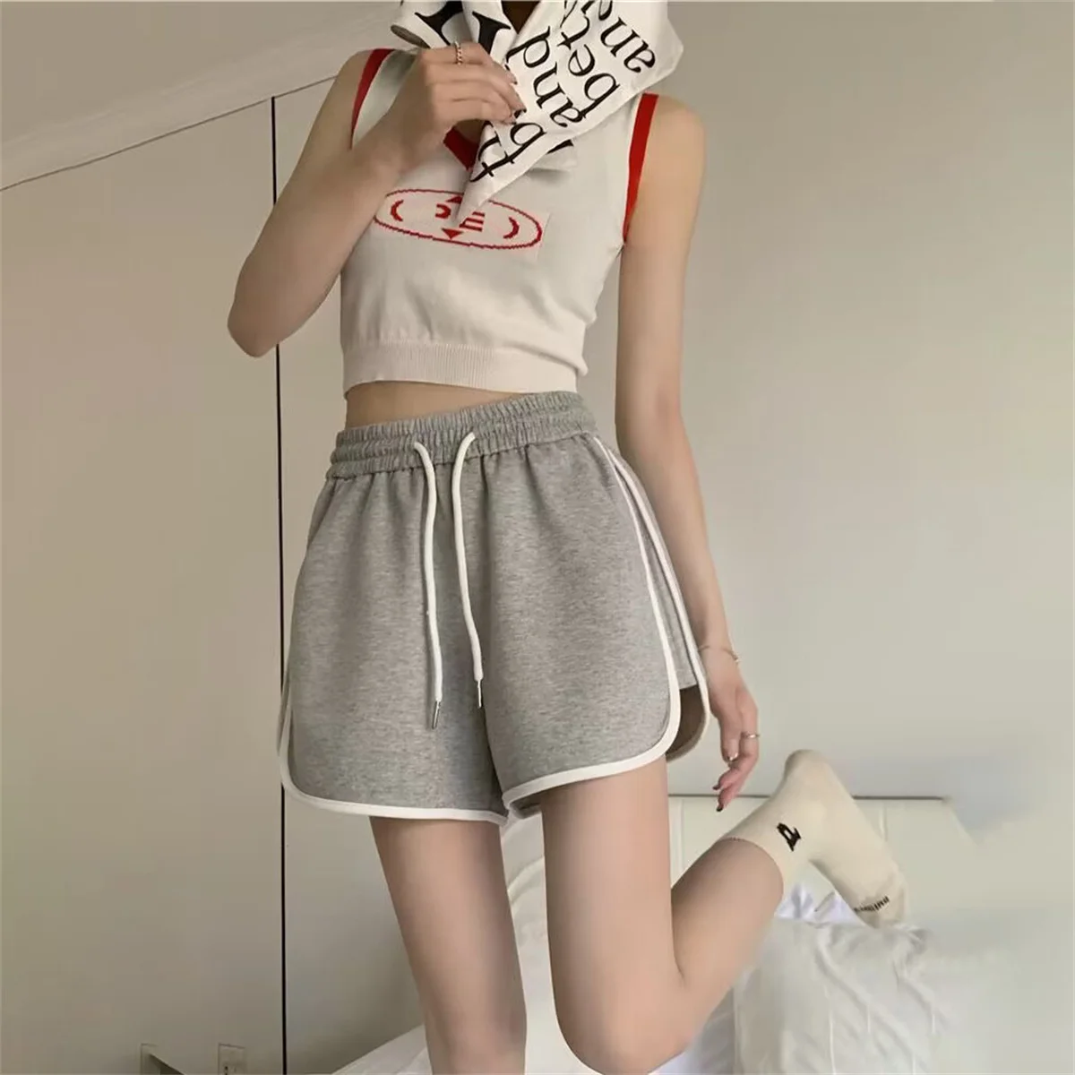 Solid Summer Fashion Bottoms Shorts Women Candy Color Breathable Plus Size Shorts Casual Lady Elastic Waist Sports Short Pants