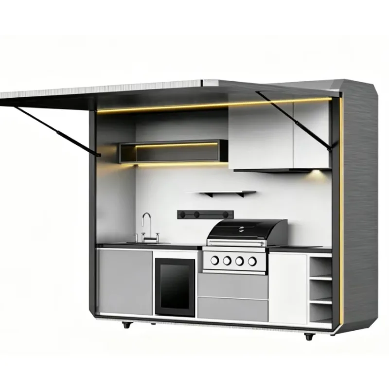 Flexible Layout Configuration Storage  Tap  Countertop Customizable Mobile Outdoor BBQ Kitchen Complete Cooking Station