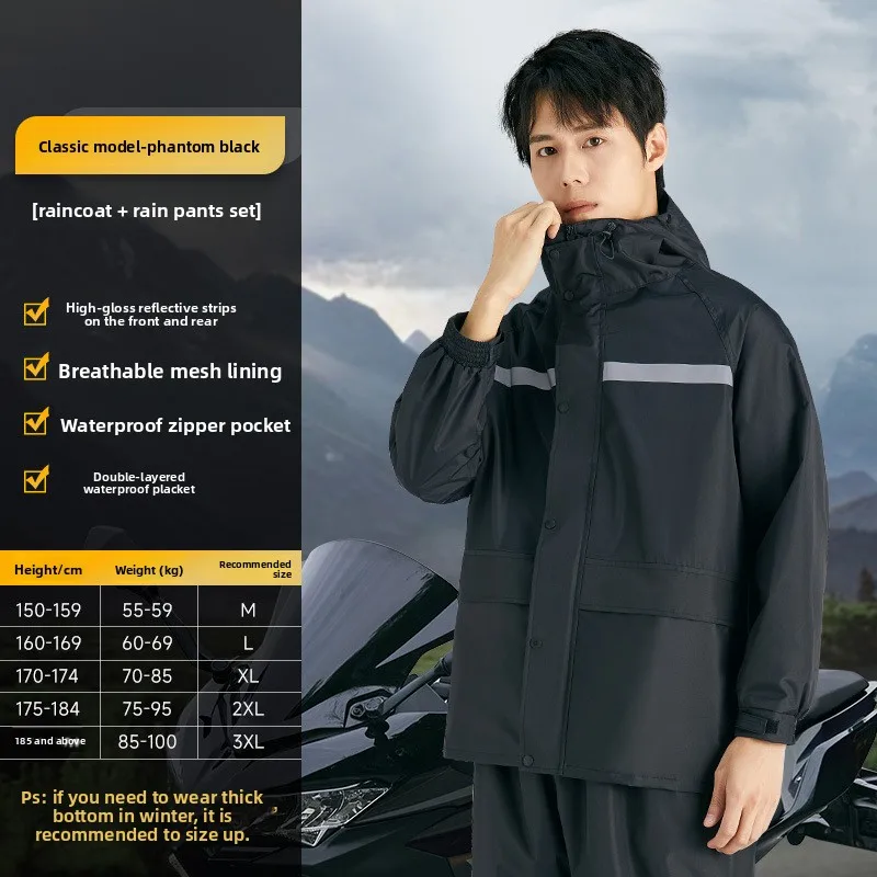Motorcycle Raincoat Suit Men Outdoor Waterproof Rainwear Reflective Riding Raincoat Raincoat Set Specially Designed for Cycling