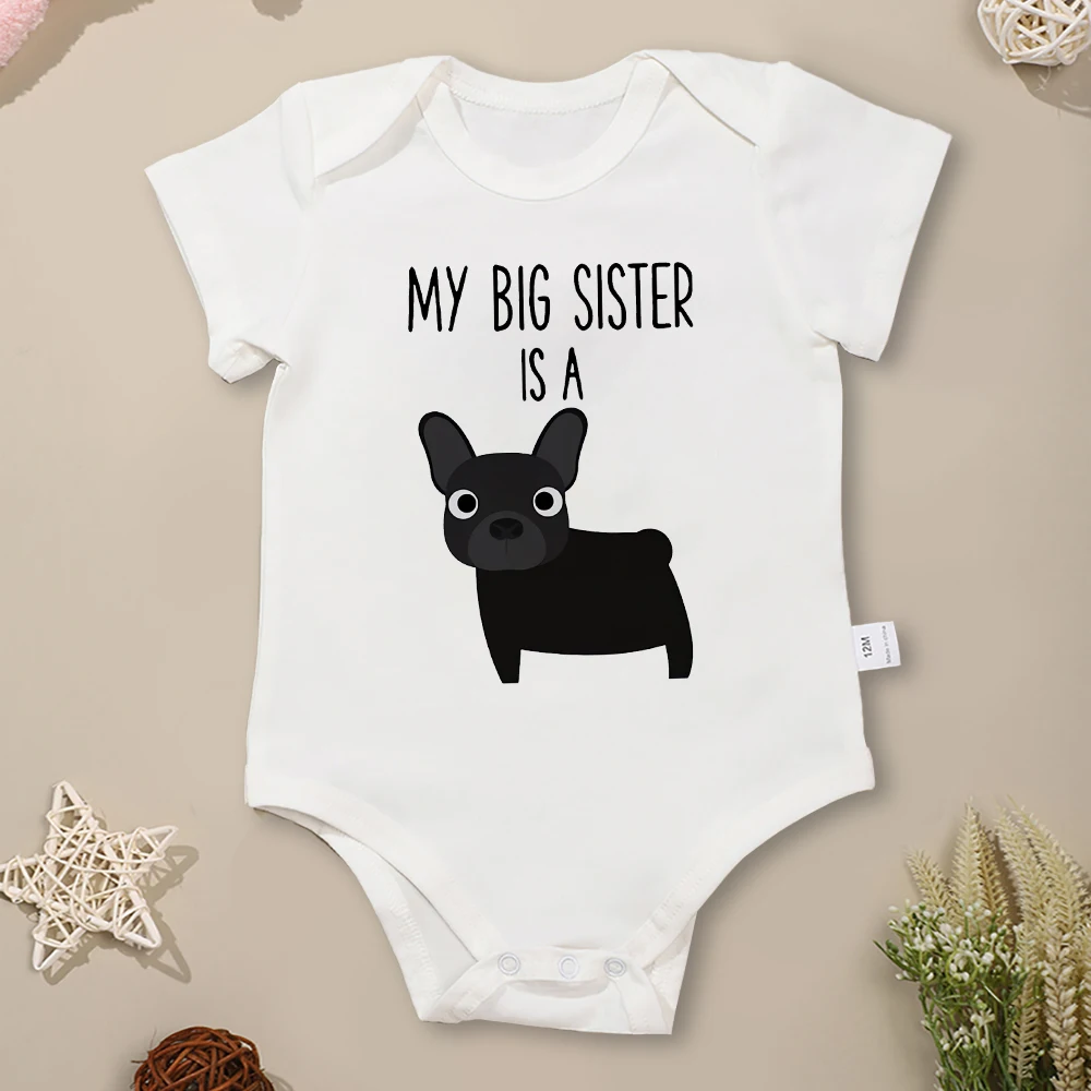 My Big Sister is a Dog Funny Baby Girl Clothes Summer Cotton Breathable Bodysuits & One-pieces Fashion Trend Ropa De Bebe