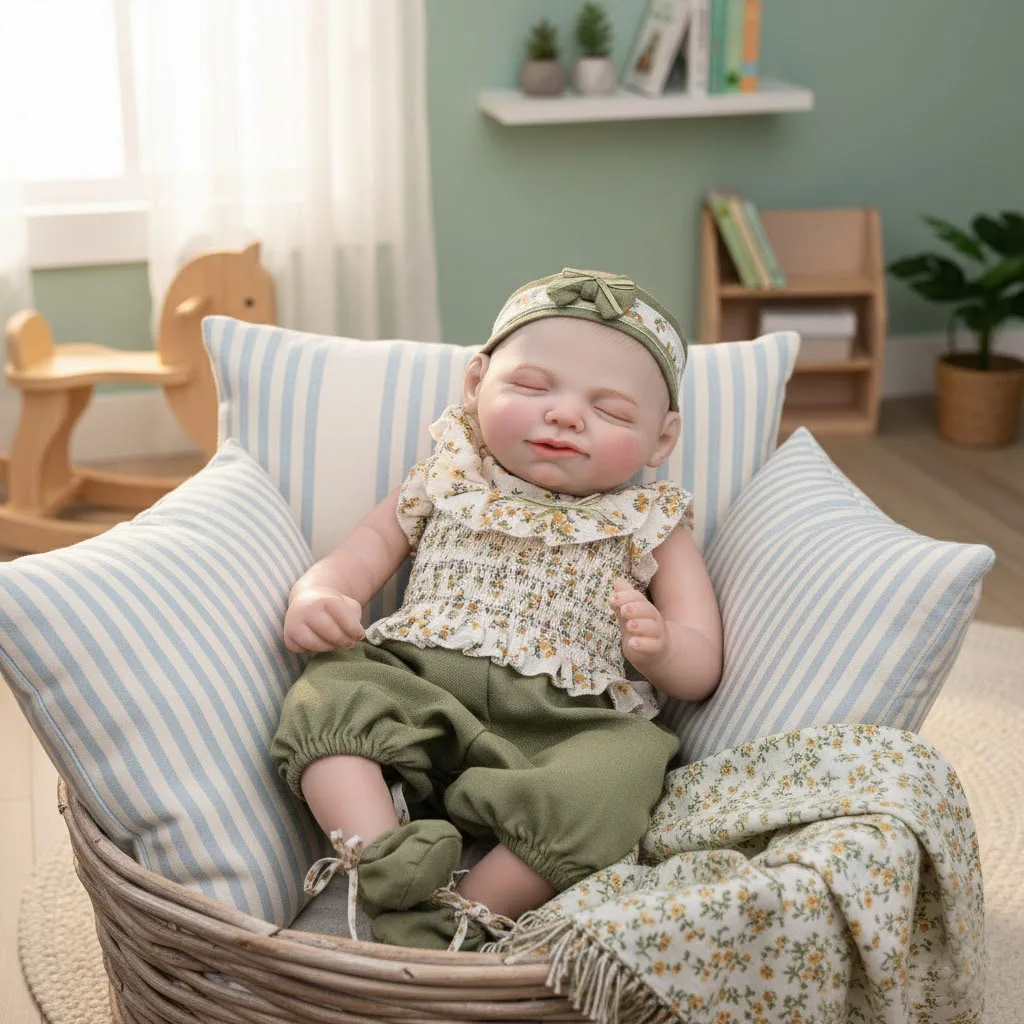 

Cloveray 42cm Original Full Body Vinyl Realistic Reborn Baby Doll Lifelike Vinyl Doll With Snail Nest Handmade Toy Kid Xmas Gift