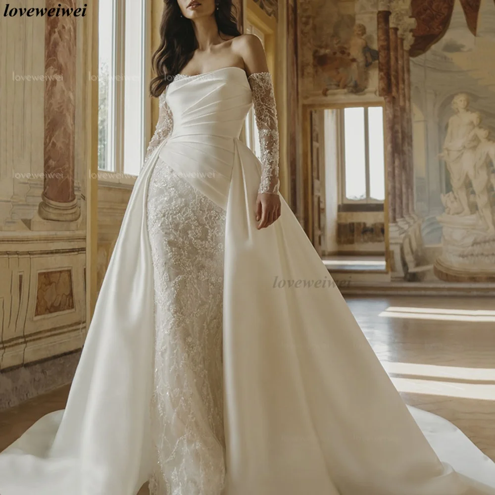 Mermaid Customized Wedding Dresses Off Shoulder Sweetheart Neck for Bride Lace Gowns Modern Style Bride Dress Vestido De Novia