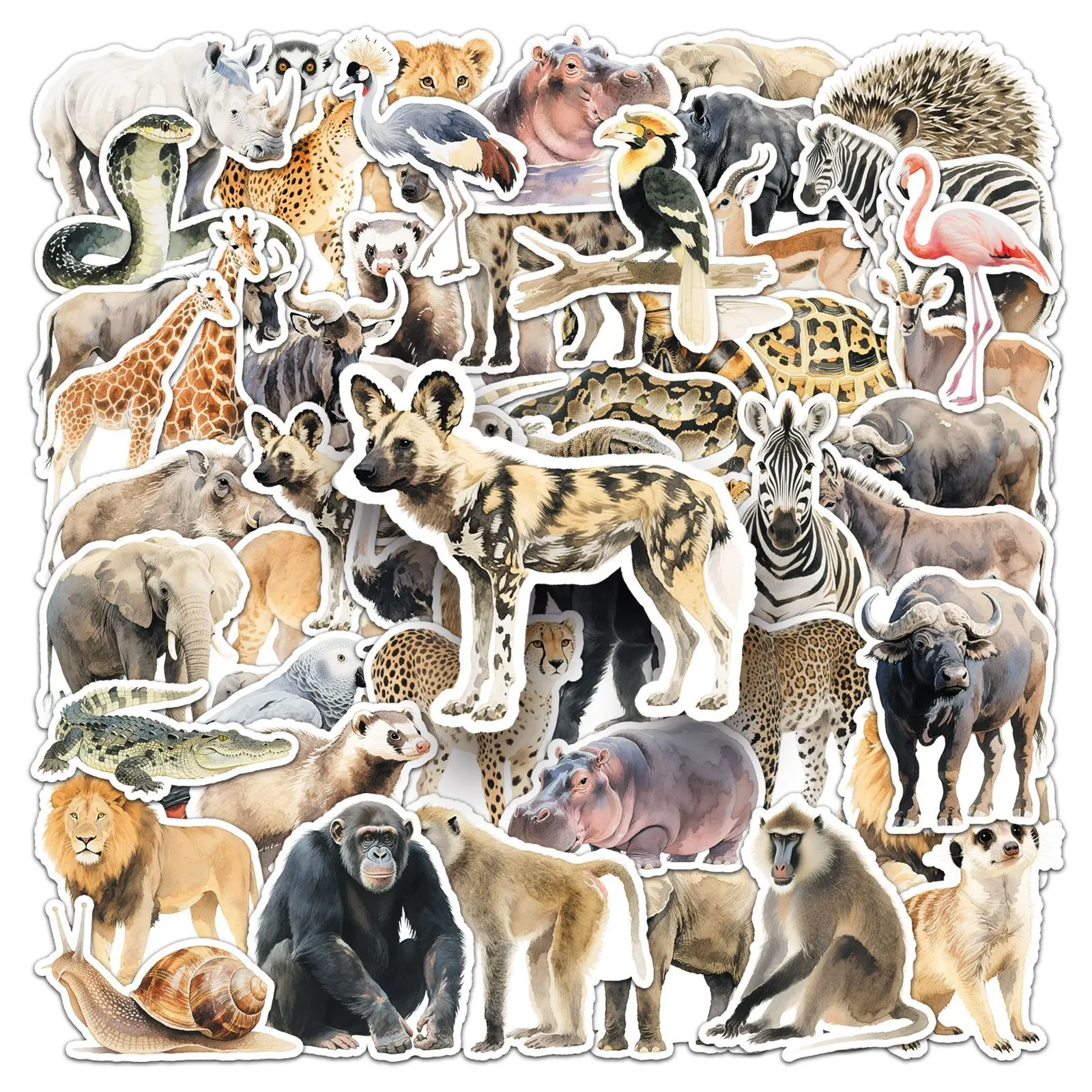 

10/50PCS African Animals Graffiti Stickers Cartoon Lion Elephant Funny Graffiti Decal Toys DIY Scooter Helmet Suitcase Desk