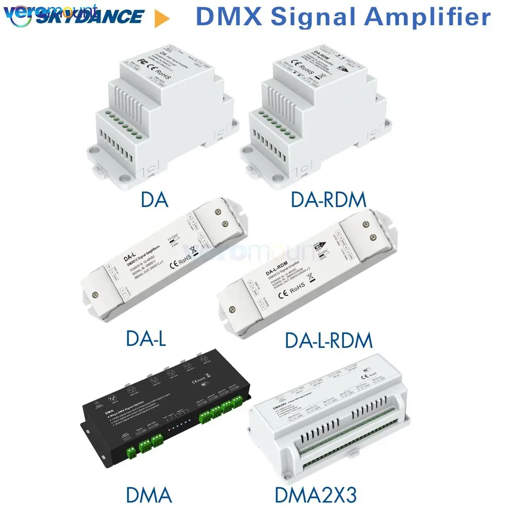 Skydance DA DA-L DA-RDM DA-L-RDM 2 Channel DMA DMA2X3  4 6 Ways DC12-36V DMX512 Signal Splitter Amplifier DMX Decoder Controller