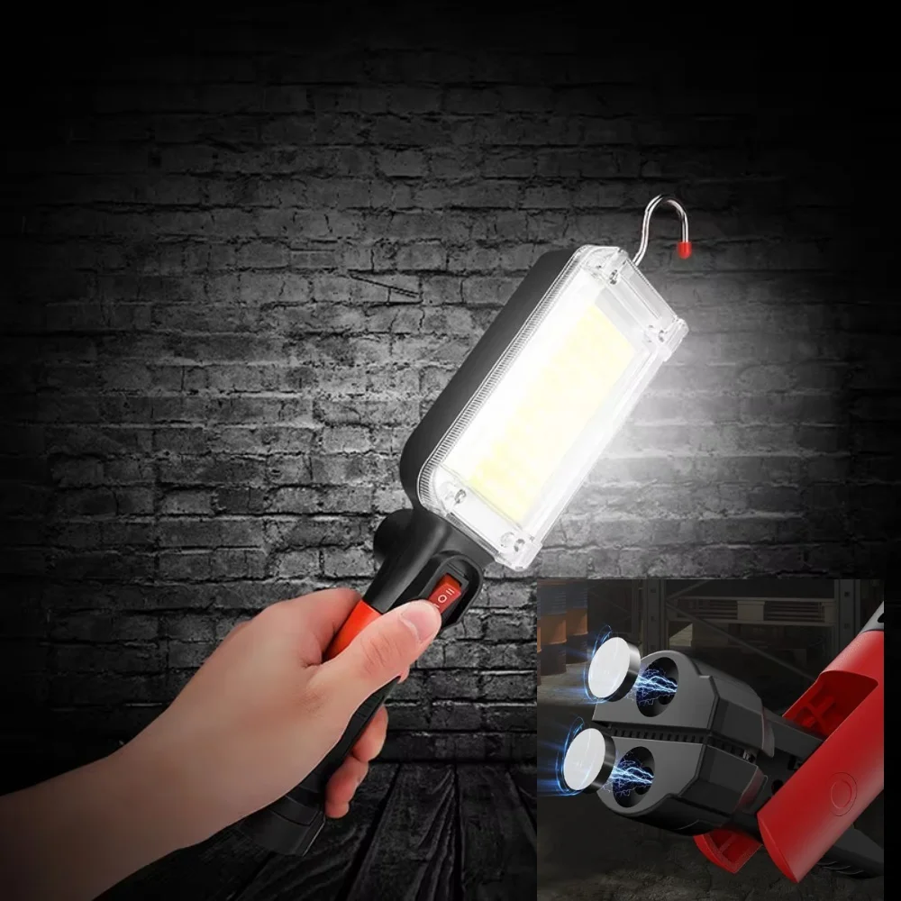 Rechargeable COB LED Work Light Strong Magnetic Hook 180°Rotatable Inspection Torch For Car Repair Outdoor Emergency