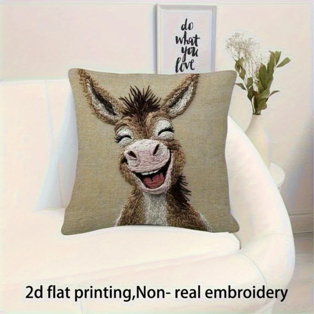 1Pc Personalized Funny Smiling Donker Theme Throw Pillow, Double-Sided Design, Soft Plush Cushion with Insert, Perfect Gift