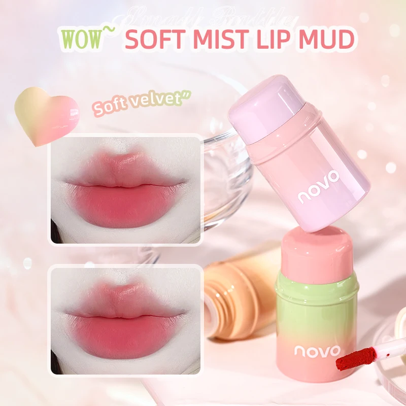 Little Milk Bottles Soft Mist Liquid Lipstick Rich Color Lightweight Lip Mud Blusher Velvet Matte Lip Glaze Long-wearing Makeup