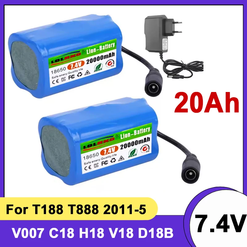 2026 Neuer Lithium-Ionen-Akku, 7,4 V, 20000 mAh, T1882011-5, T888, V007, H18, C18, geeignet für Fischerboote, LED