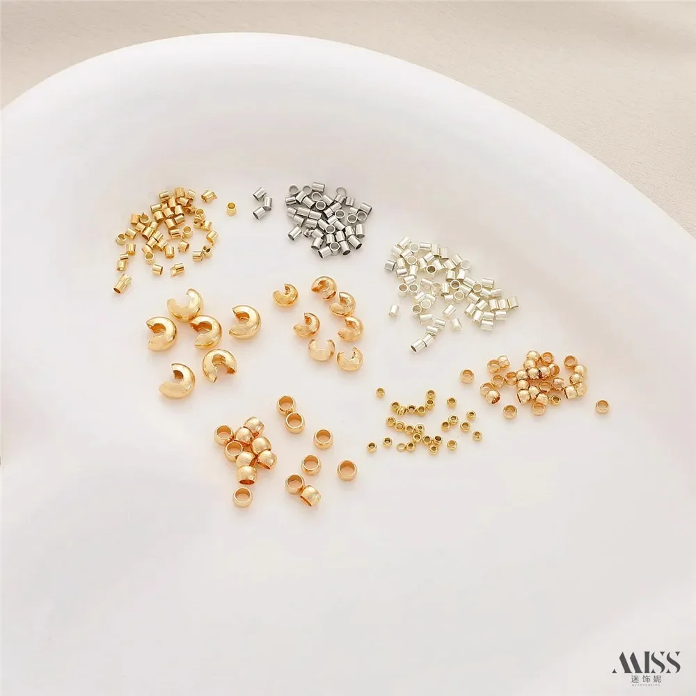 14K Gold Color Positioning Tube Positioning Bead C Buckle DIY Fixed Steel Fishing Line Bracelet Necklace Tail Buckle Accessories