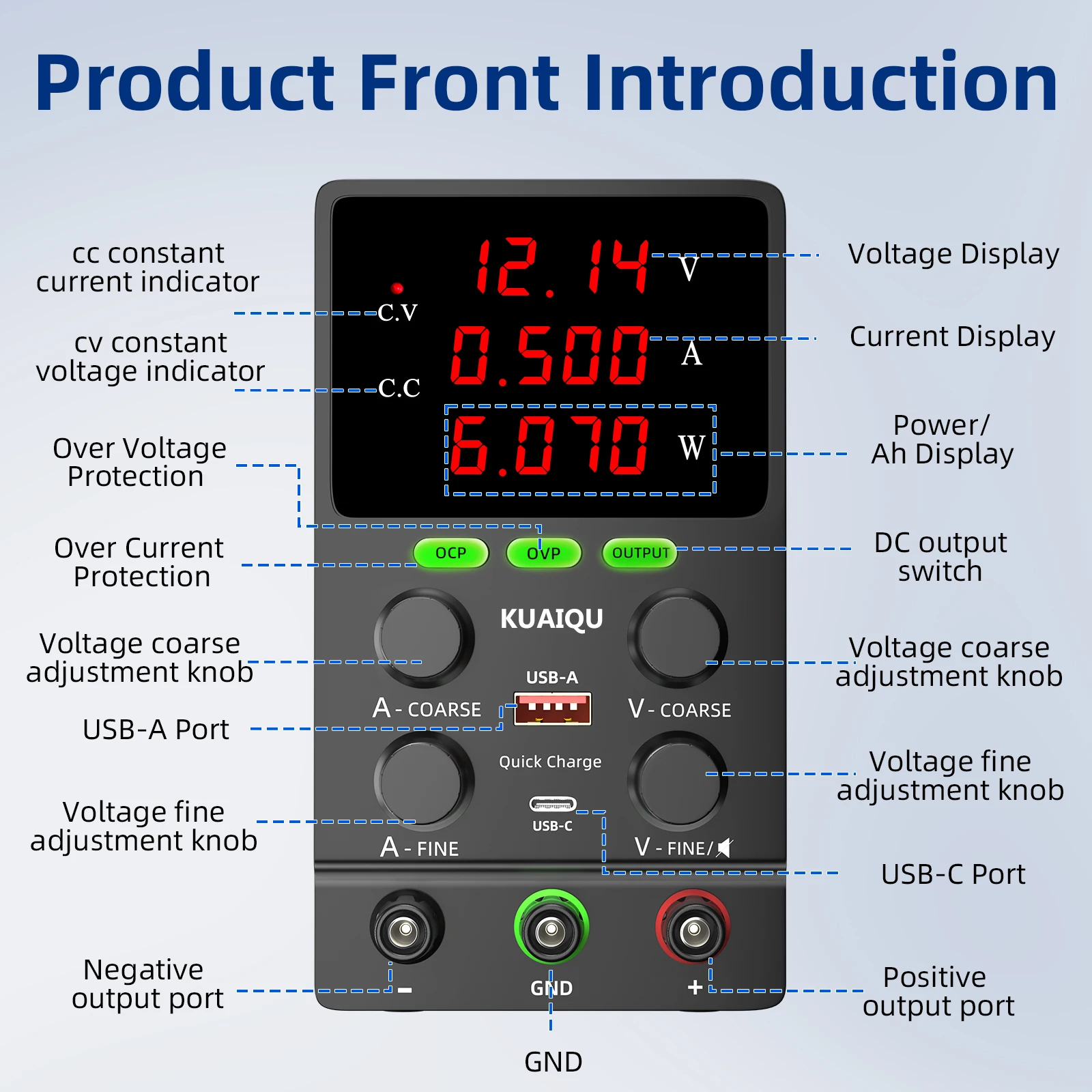 KUAIQU Laboratory DC Power Supply 5V 12V 24V 30V 48V 60V 72V 100V 120V Laboratory Circuit Debugging, Chip/module Testing OCP OVP