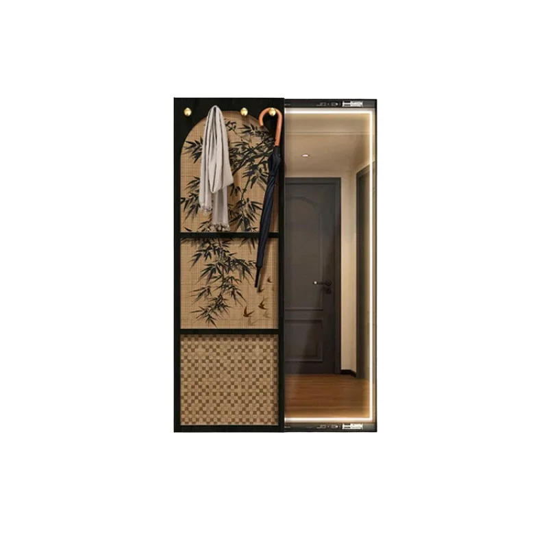 Medieval style hidden full-body mirror push-pull bamboo can block hidden porch decorative painting invisible full-length mirror