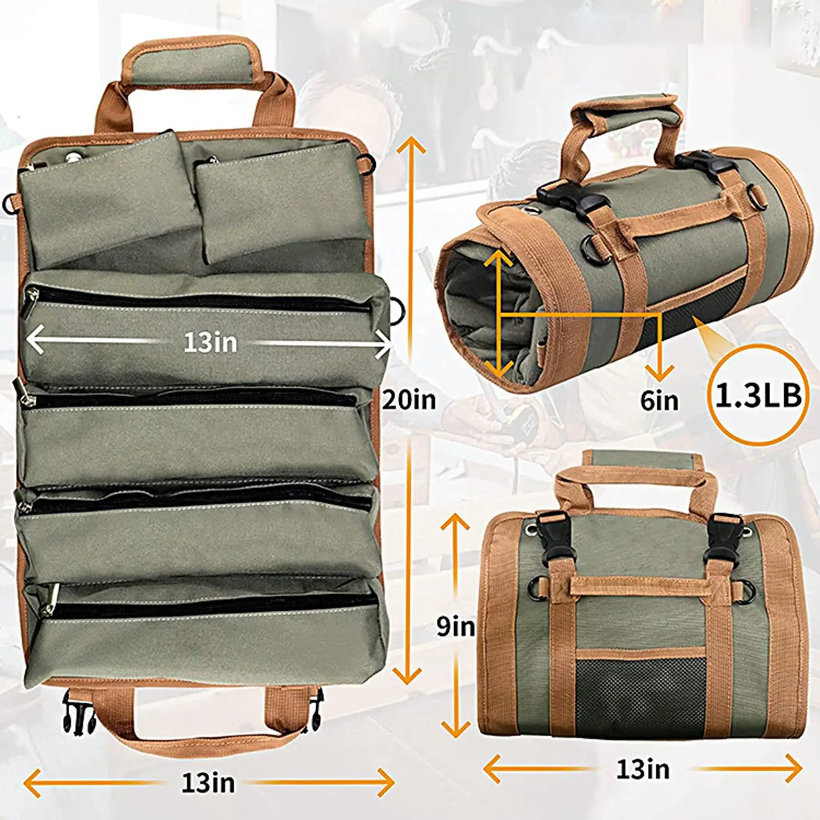 Portable Small Tool Pouches Roll up Versatile Lightweight Maintenance Tool Bag Electrician Kit Small Tool Bag for Father Gifts