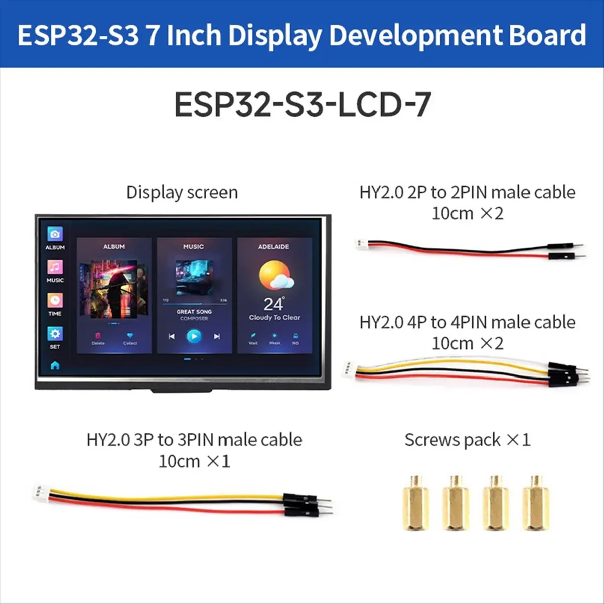 B21B 7 Inch LCD Development Board, with Display, 800x480, 240MHz Frequency, Supports WiFi Bluetooth
