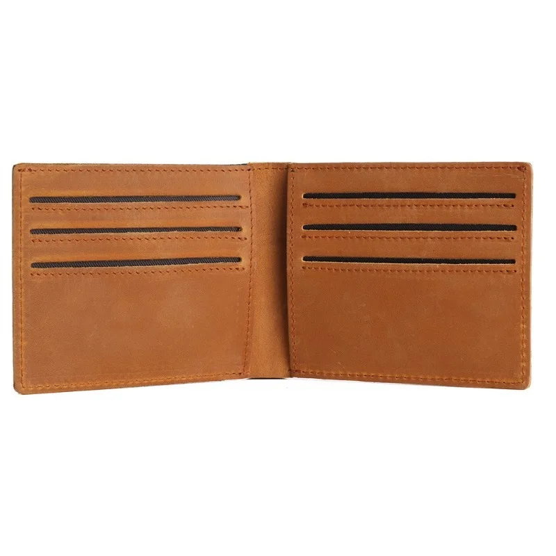 Portefeuille Crazy Horse pour hommes, porte-monnaie en cuir véritable, pochette de grande capacité, fente multi-cartes, portefeuilles courts rétro décontractés