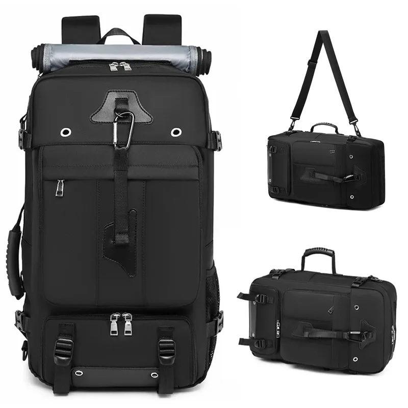 Sac de voyage de grande capacité 55L pour hommes, valise pour ordinateur portable de 17.3 pouces, sac à dos multifonction étanche, sacs de Camping en plein air
