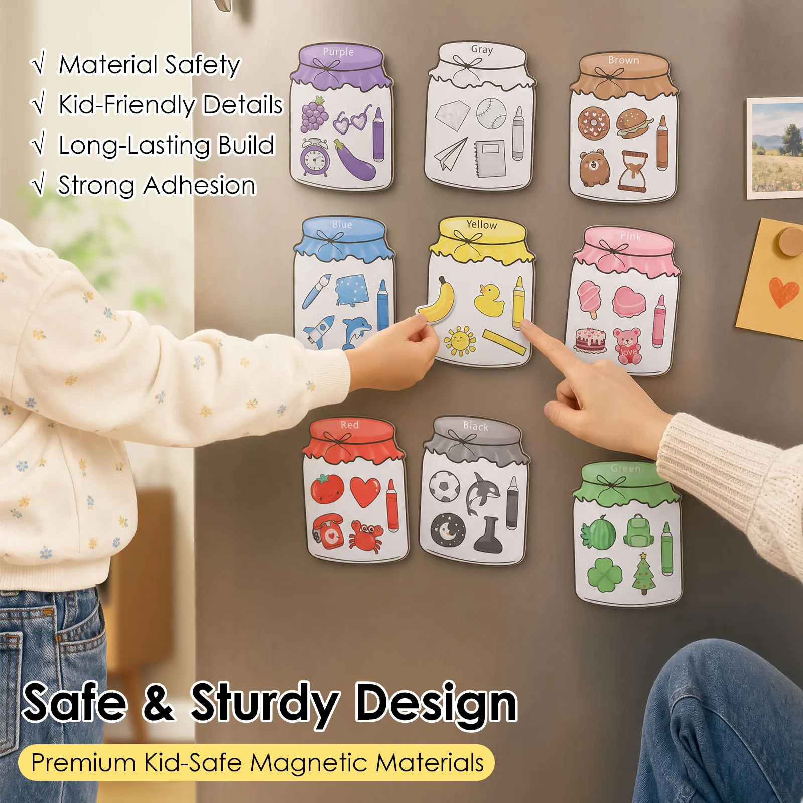 10 Pcs Fun Magnetic Color Sorting Toys Safe Colors Recognition Fridge Magnets Educational Activities for Refrigerator Whiteboard