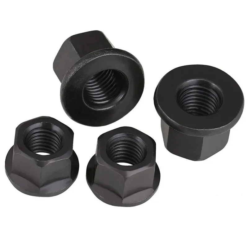 M5  20-100pcs Black/White Zinc Anti Tooth Flat Flange Nylon Metal Lock Nut   Hexágono Lock Nuts, alta qualidade