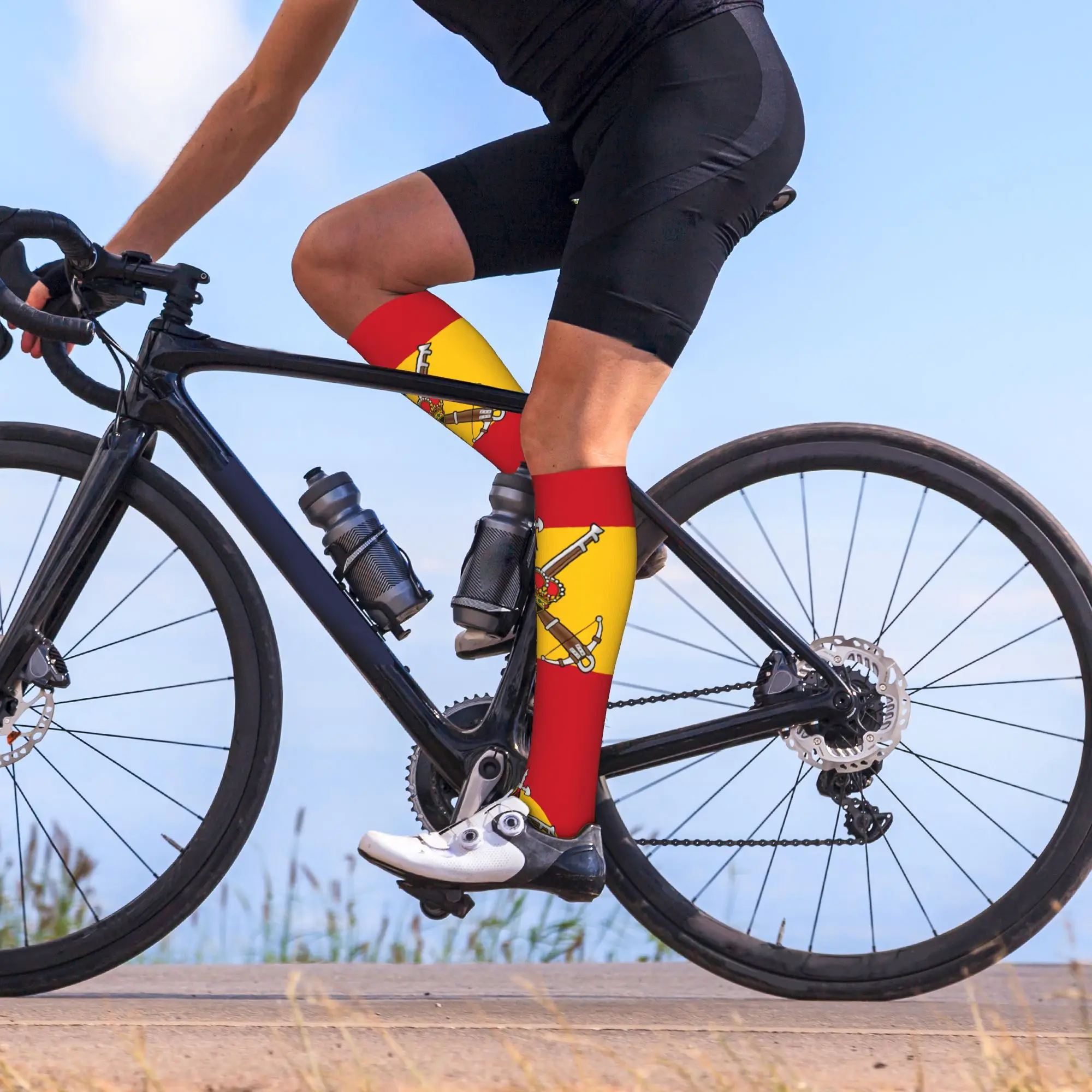 Cute Mens Spanish Legion Flag Dress Socks Unisex Breathbale Warm 3D Printed Spain Army Proud Sports Compression Socks view 6