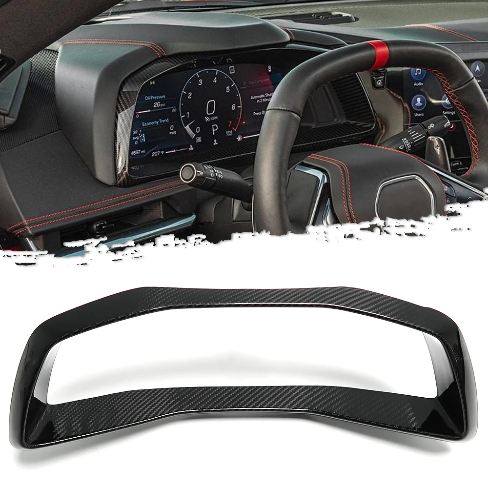 

For Chevrolet C8 Corvette Z06 Z51 Coupe 2020-2023 Car Dashboard Hood Cover Sticker Real Carbon Fiber Interior Trim