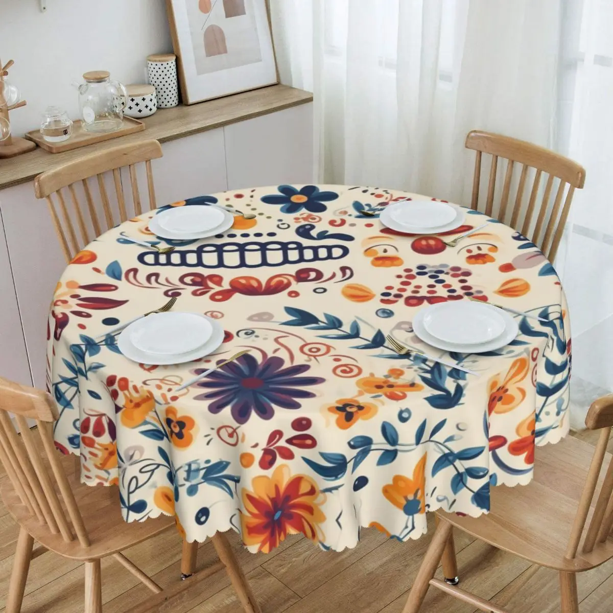 Custom Mexican Decorations Round Tablecloths 60 Inches Table Cover for Parties Table Cloth