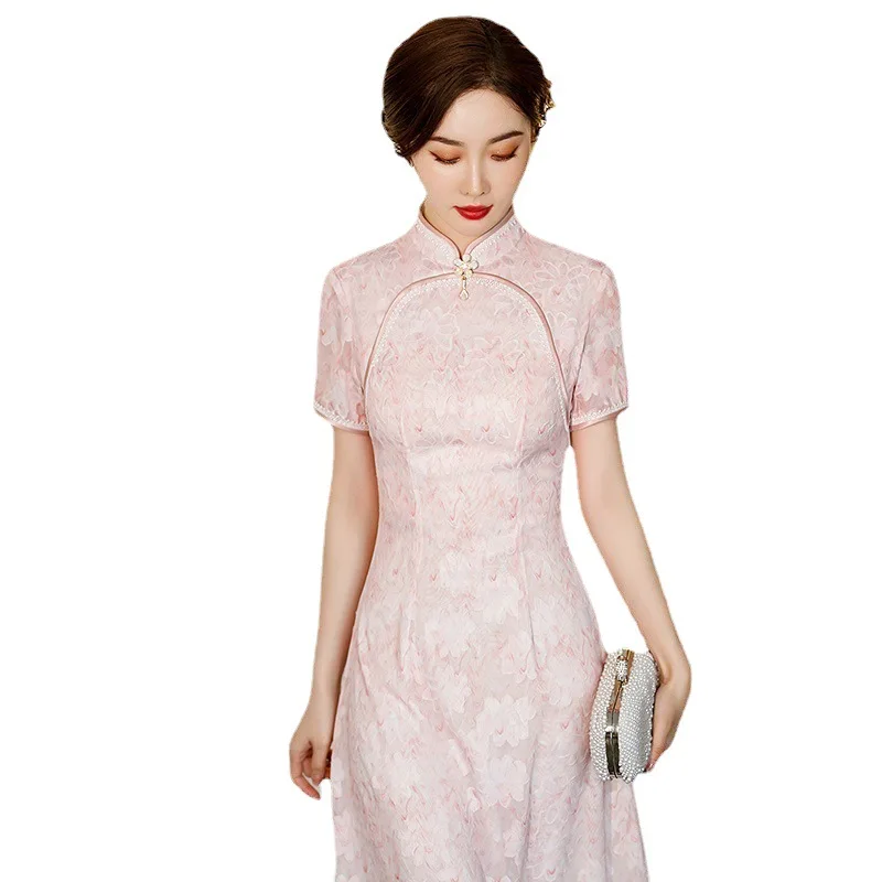 

Cheongsam Catwalk Wedding Wear New Printed Hanfu Dress Republic of China Style Elegant Bridal Artistic High-End