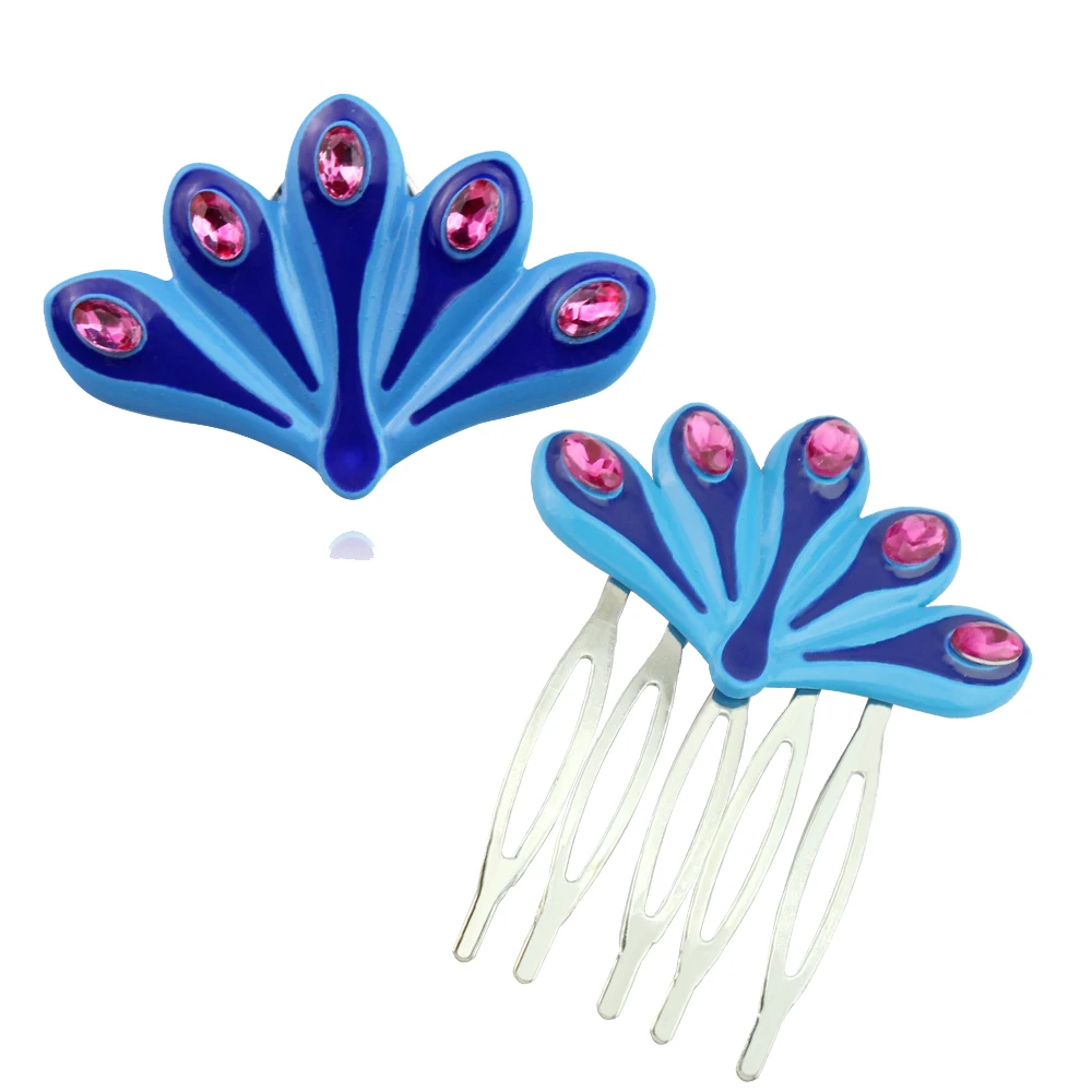 2 قطعة/المجموعة رائعة الأزرق الطاووس Ail دبابيس الكرتون شارة معدنية للنساء الرجال التلبيب بروش تأثيري اكسسوارات #1