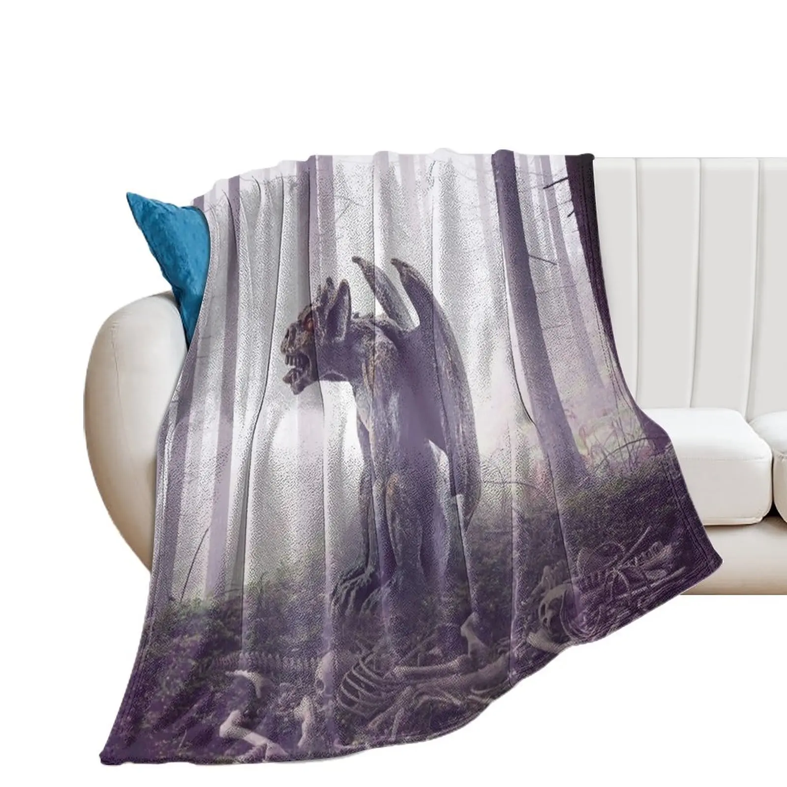 Mysterious gargoyle shrouded in fog Throw Blanket Soft Big Picnic Luxury Thicken Summer Beddings Blankets