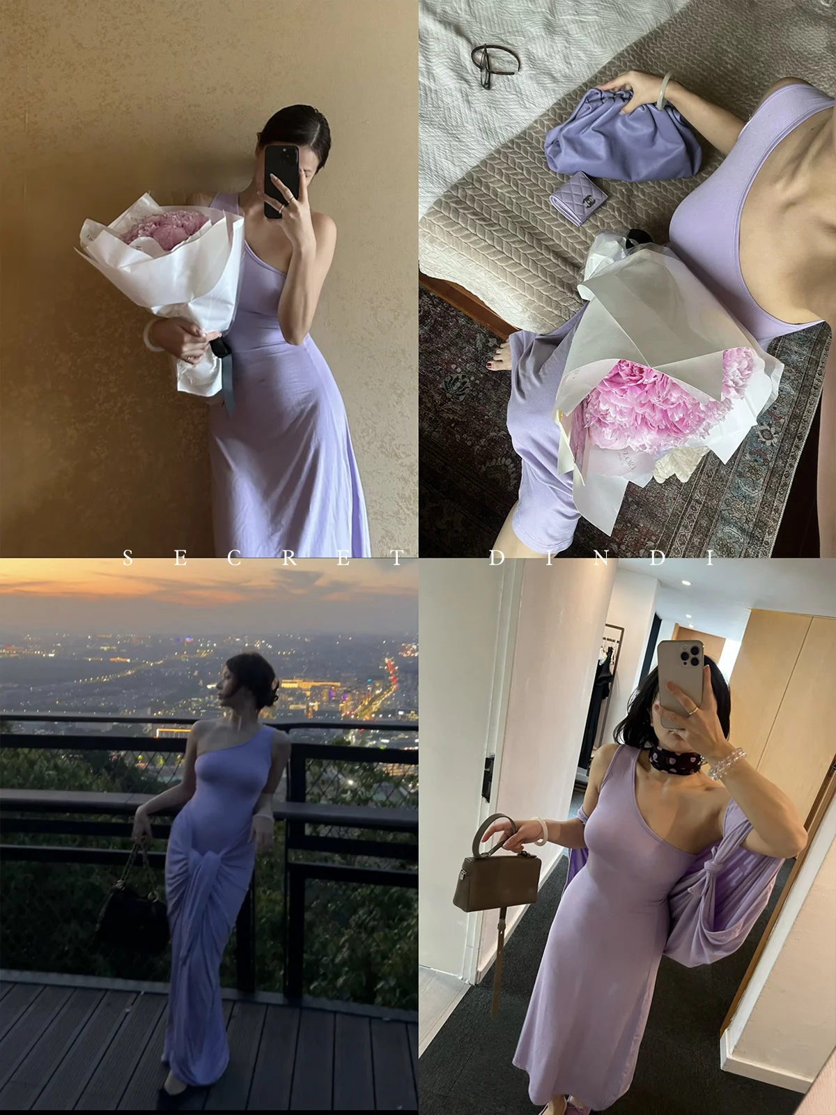 

Original DINDI Long Dra Two-Piece Set Purple Taro Dr High Waist Sexy Sle Summer Collection Women's Faion Dr