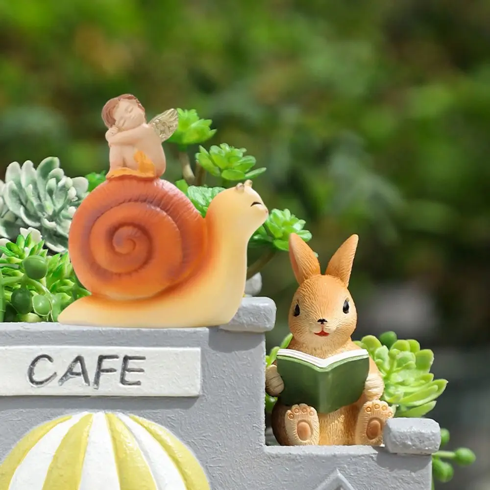 Mini Resin Figurine Bunny Statue Snail Garden Decor Landscape Crafts Fox Courtyard Decor Indoor/Outdoor