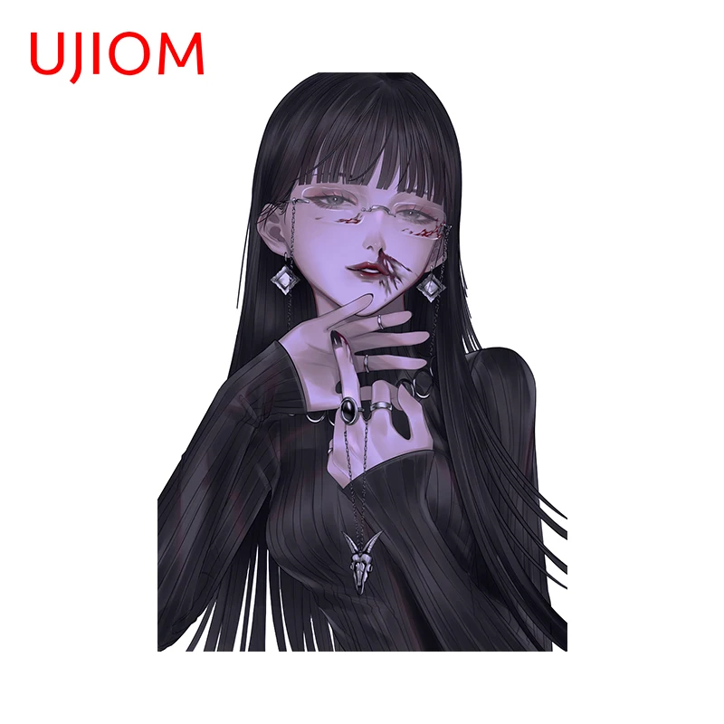 UJIOM 13cm X 9.2cm Nosebleed Girl 3D Personality Wall Stickers Kitchen Cupboard Decal Interesting Vestibule Home Posters